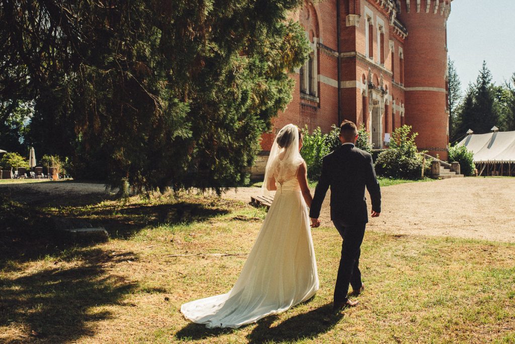 Bride and Groom at Chateau Saint Michel South of France on sunny wedding day